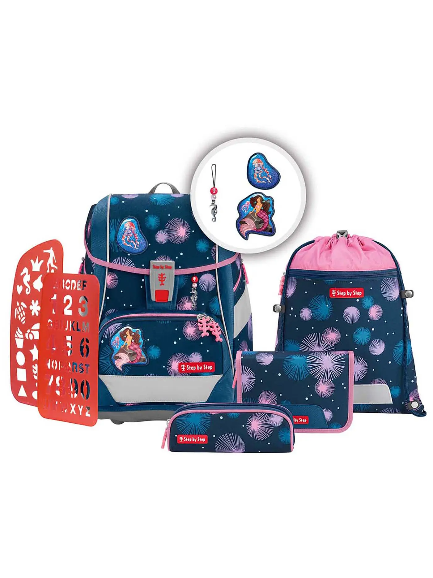 STEP BY STEP | Schultaschen Set 6tlg - 2in1 Plus Mermaid Delia | 